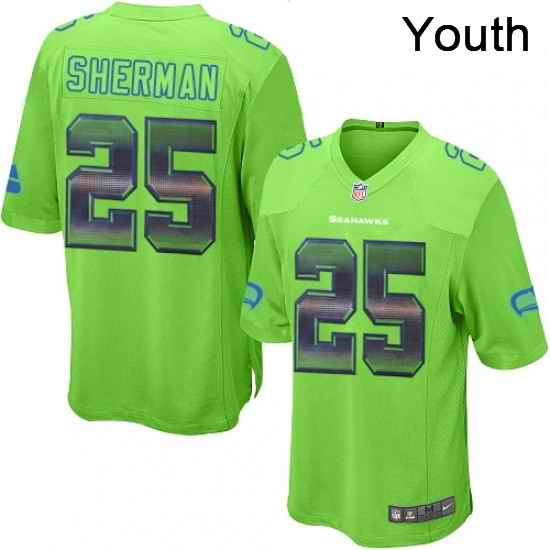 Youth Nike Seattle Seahawks 25 Richard Sherman Limited Green Strobe NFL Jersey